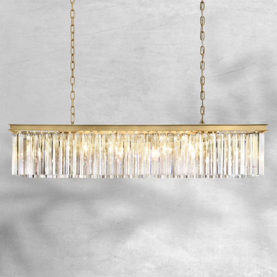 Linear Crystal Prism Ring Brass Chandelier