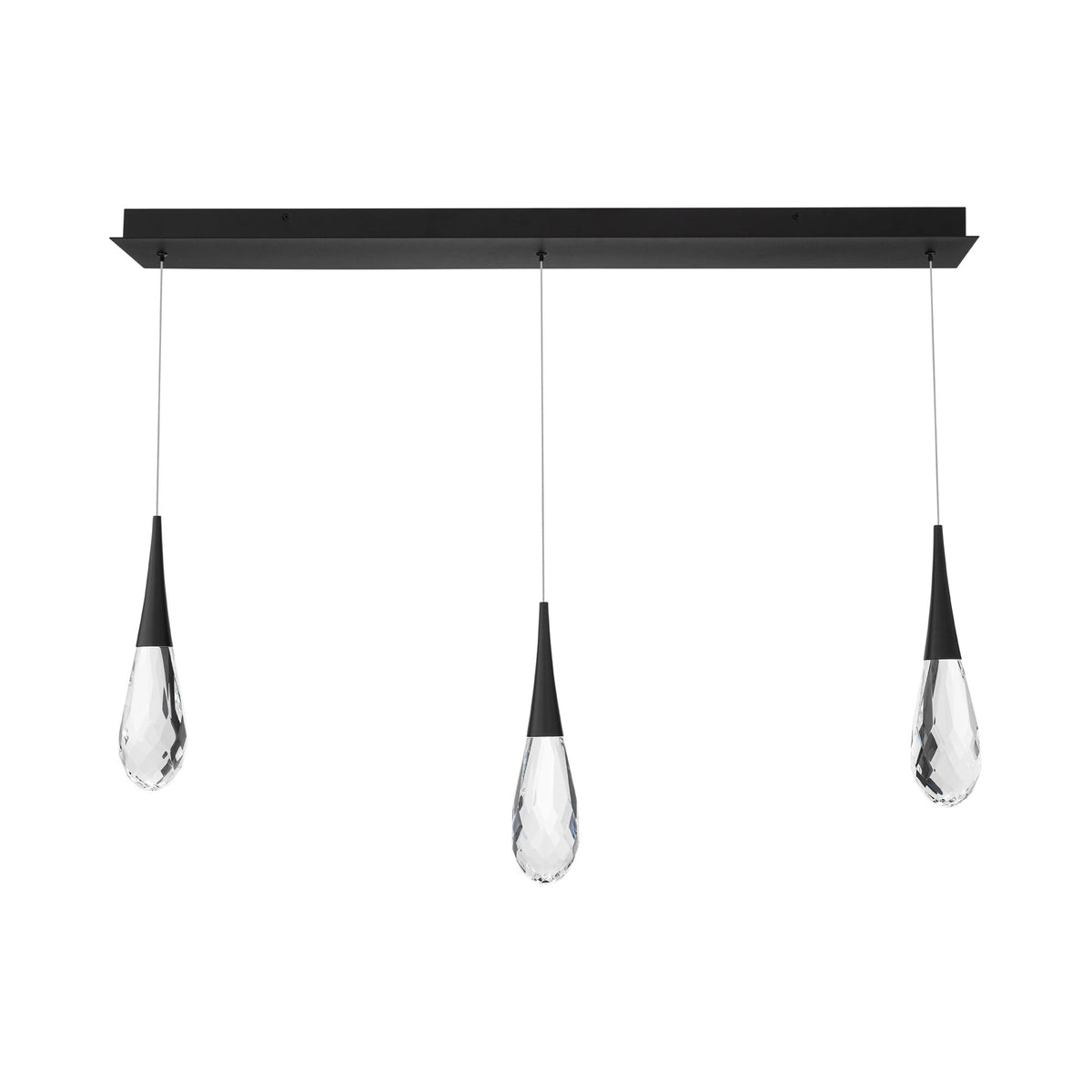 Linear Faceted Crystal Drop Brass Pendant