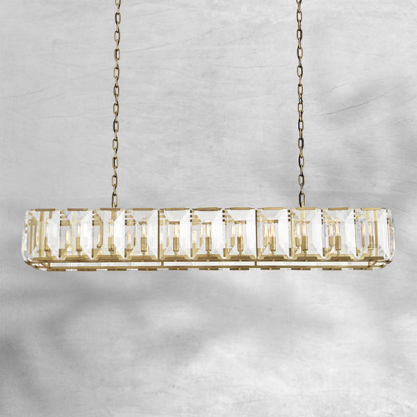Linear Faceted Crystal Prism Metal Chandelier