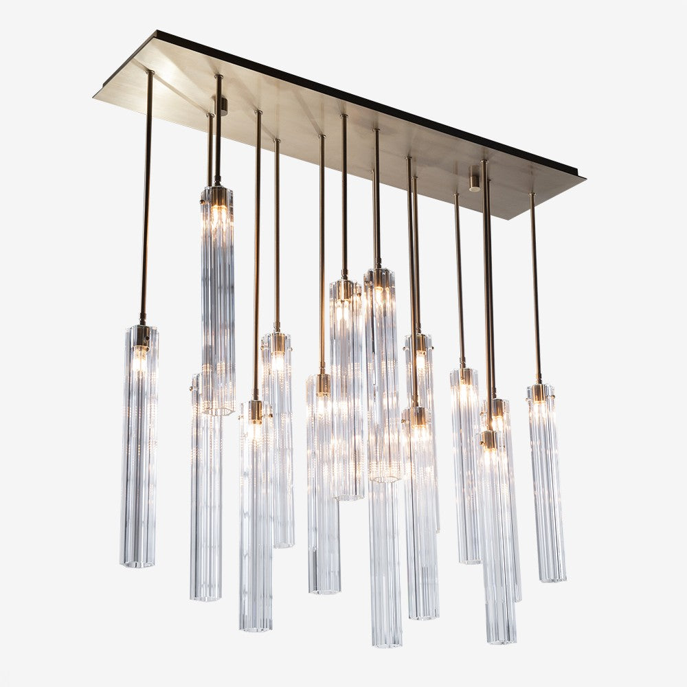 Linear Fluted Glass Cluster Chandelier