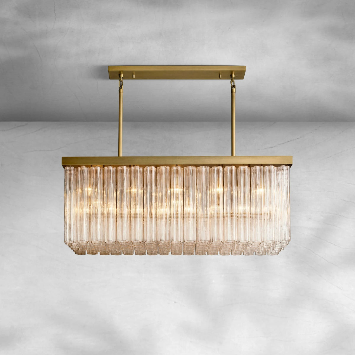 Linear Fluted Glass Cylinder Cluster Chandelier