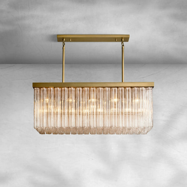 Linear Fluted Glass Cylinder Cluster Chandelier