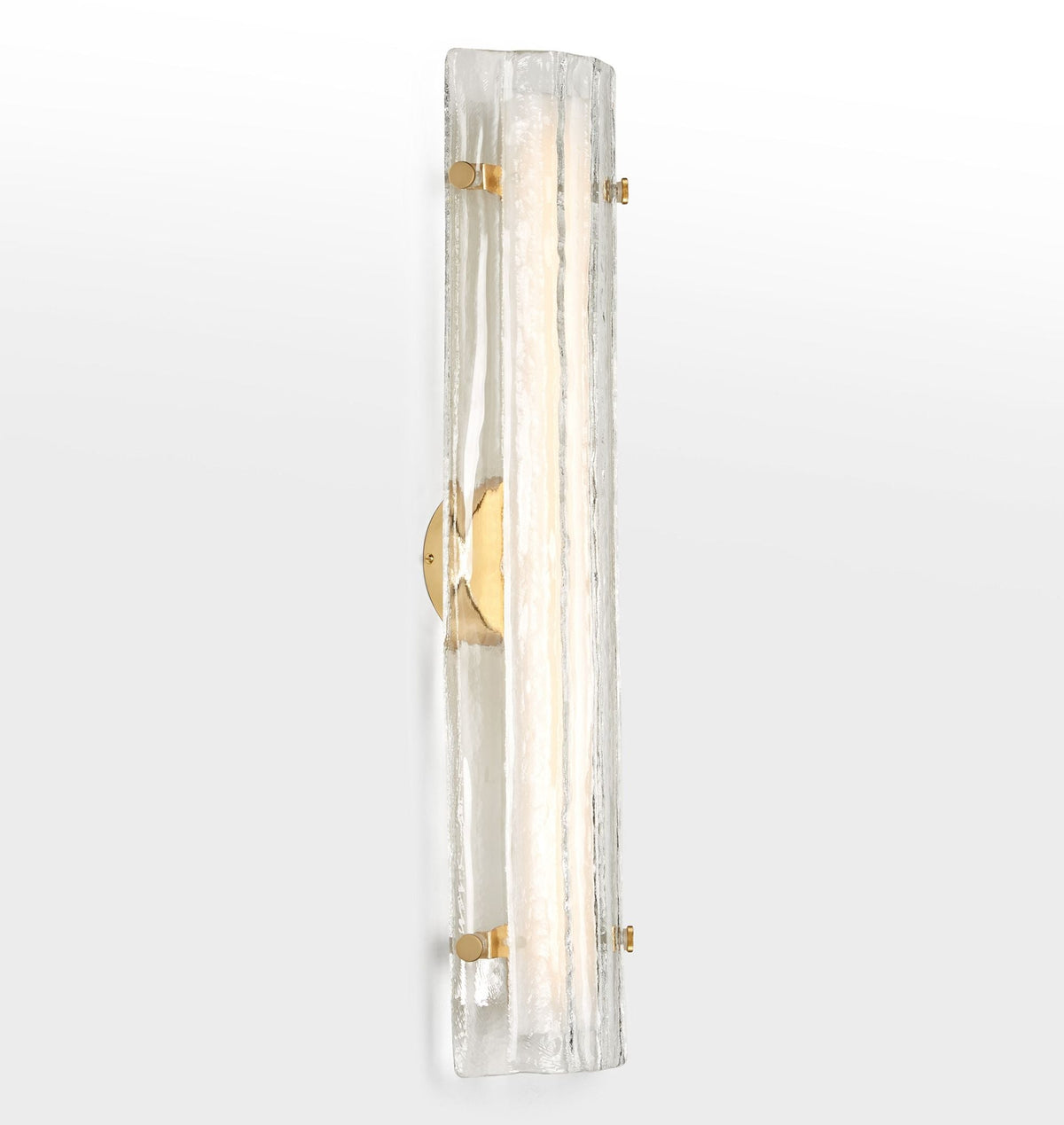 Linear Glass Band Wall Sconce with Brass Canopy