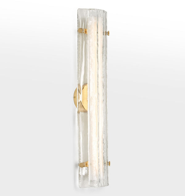 Linear Glass Band Wall Sconce with Brass Canopy