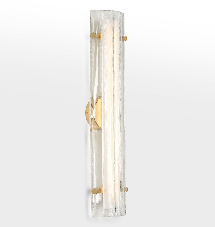 Linear Glass Band Wall Sconce with Brass Canopy