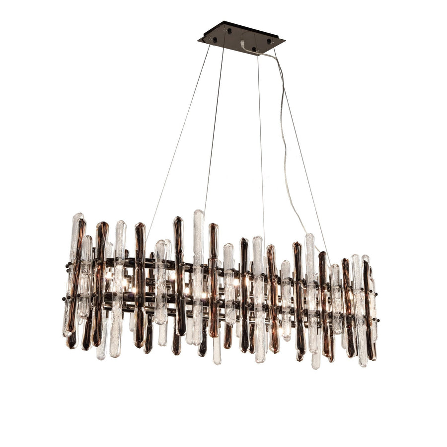 Linear Glass Shade Chandelier with Slim Metal Frame
