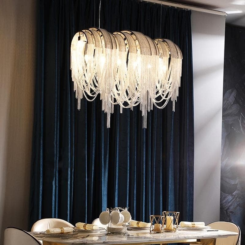 Linear Gold Aluminum Chain Cascade Chandelier