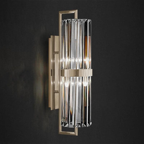 Linear Gold Steel and Crystal Glass Wall Sconce
