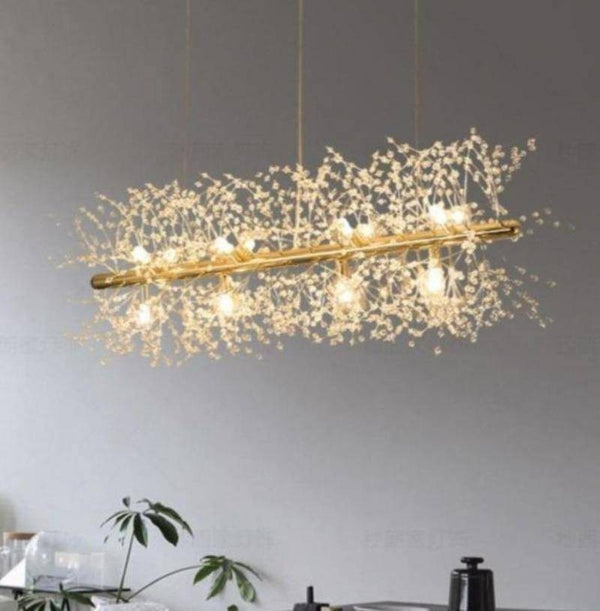Linear Gold Steel and Crystal Pendant