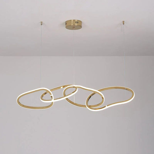 Linear Golden Steel Ring Chandelier