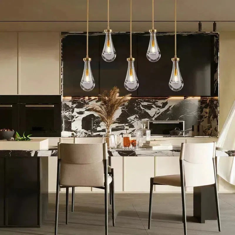 Linear Hand-Blown Glass Drop Chandelier