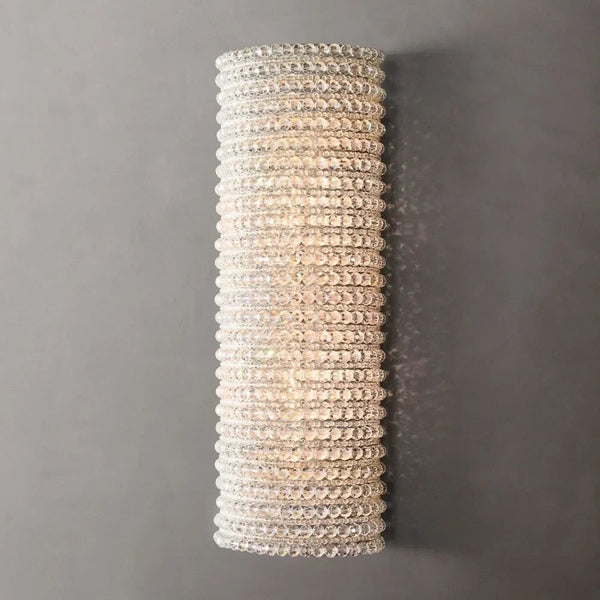 Linear Hand-Cut Crystal and Polished Silver Wall Sconce