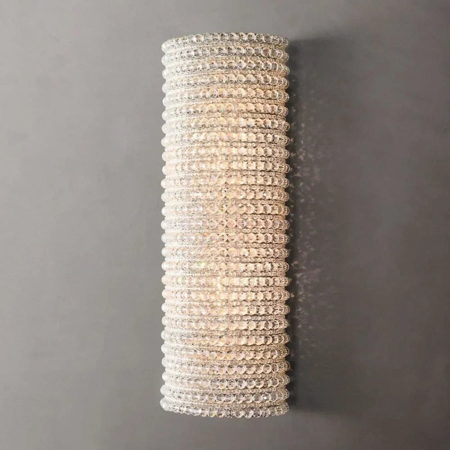 Linear Hand-Cut Crystal and Polished Silver Wall Sconce
