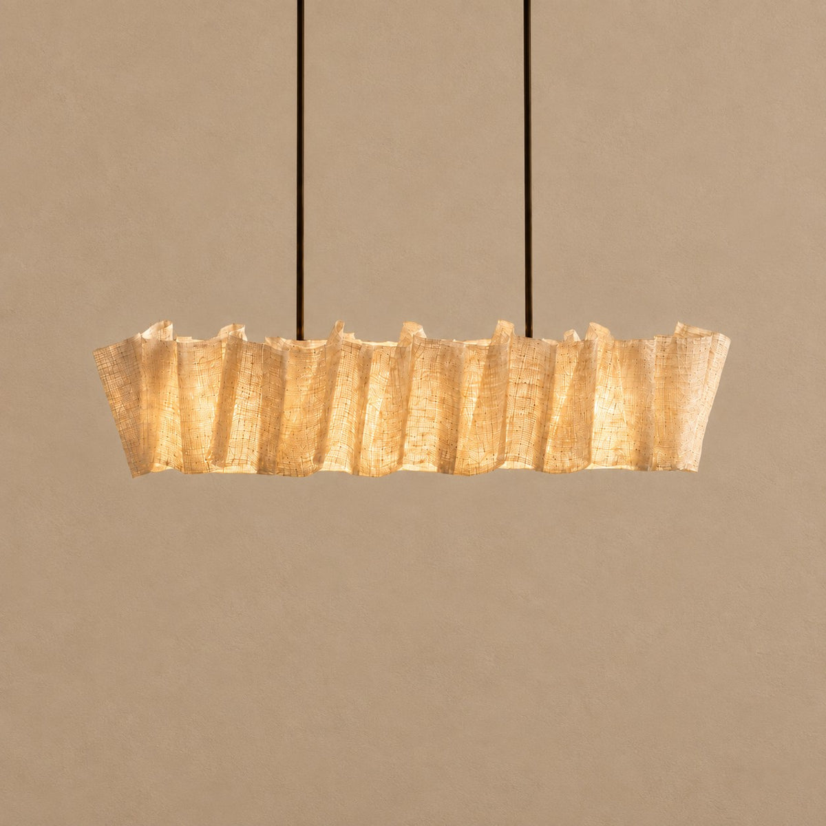 Linear Hand-Woven Abaca Shade Chandelier