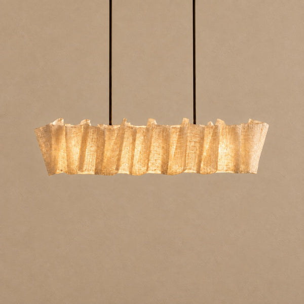 Linear Hand-Woven Abaca Shade Chandelier