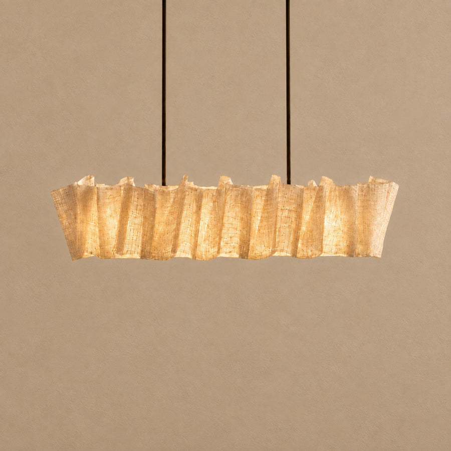 Linear Hand-Woven Abaca Shade Chandelier