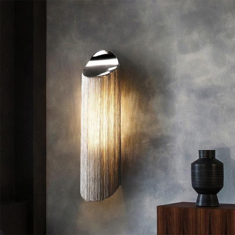 Linear Hanging Aluminum Chain Wall Sconce