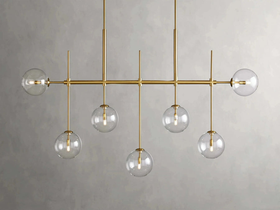 Linear Iron and Glass Globe Chandelier