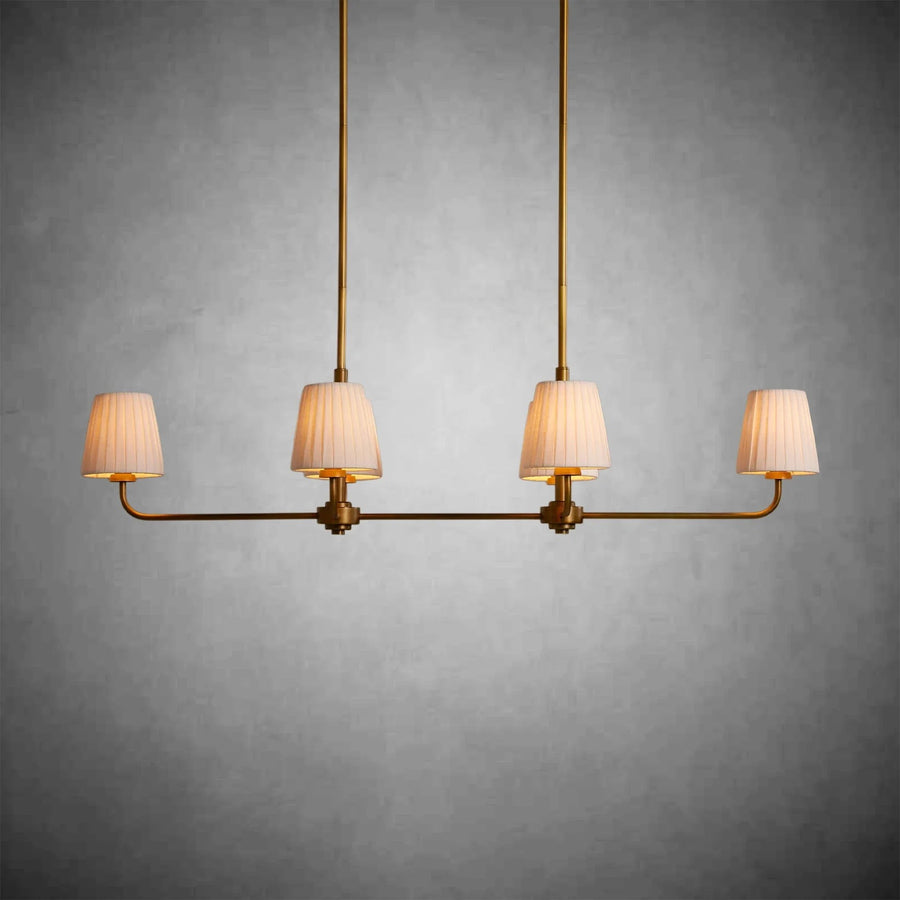 Linear Iron Chandelier with Fabric Shades