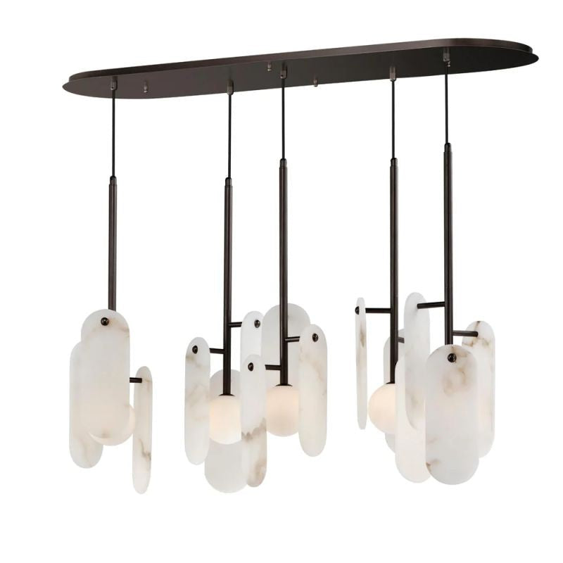 Linear Matte Black and Alabaster Pendant