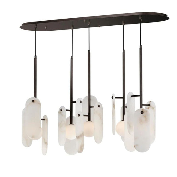 Linear Matte Black and Alabaster Pendant