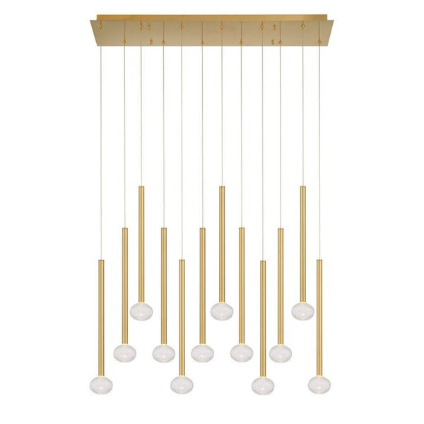 Linear Metal Frame Chandelier with Glass Teardrops
