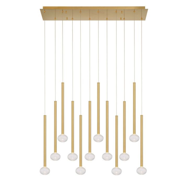 Linear Metal Frame Chandelier with Glass Teardrops