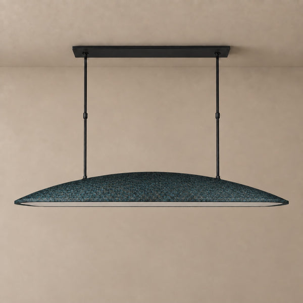 Linear Oval Green Stainless Steel Chandelier