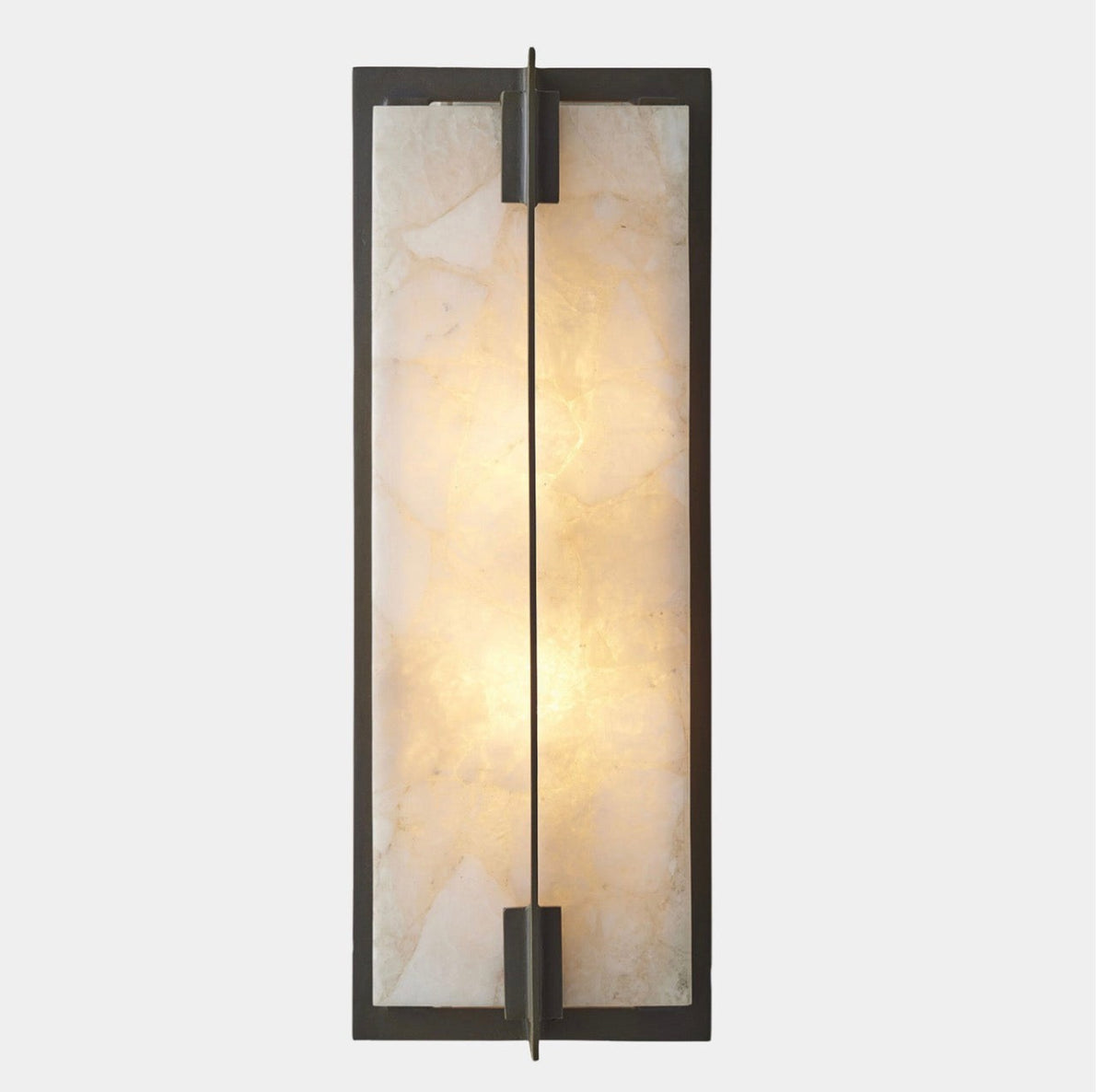 Linear Quartz Panel Wall Sconce with Steel Frame