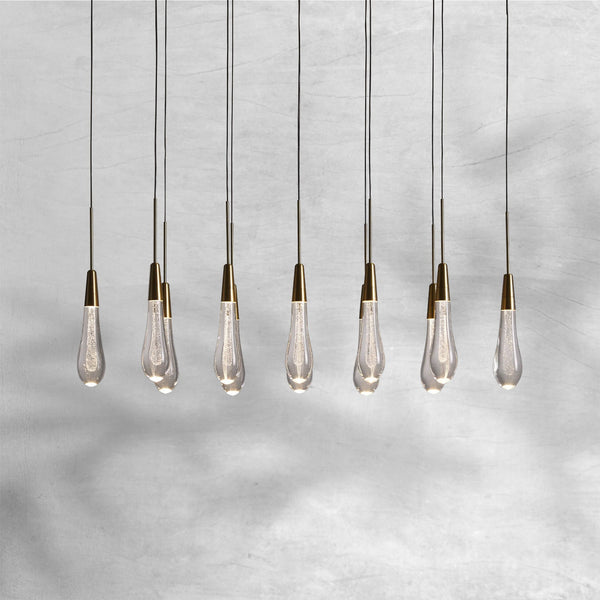Linear Seeded Glass Drop Cluster Chandelier