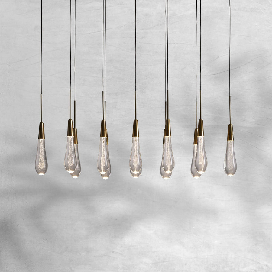 Linear Seeded Glass Drop Cluster Chandelier