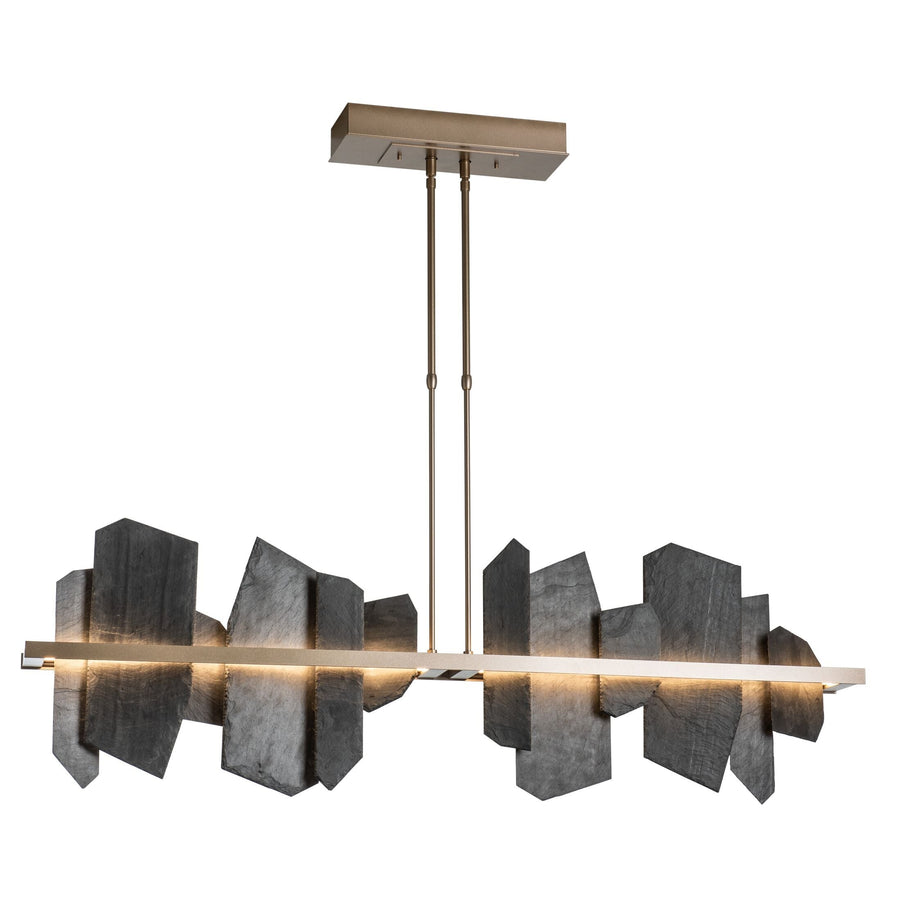 Linear Slate and Steel Chandelier