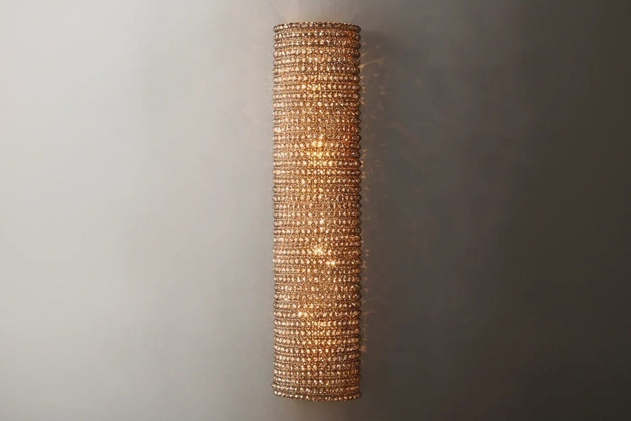 Linear Smoked Amber Faceted Crystal Wall Sconce