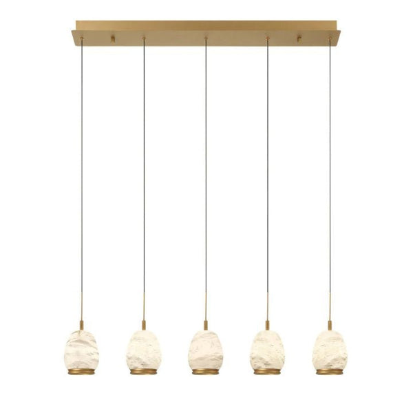 Linear Staggered Alabaster Oval Chandelier