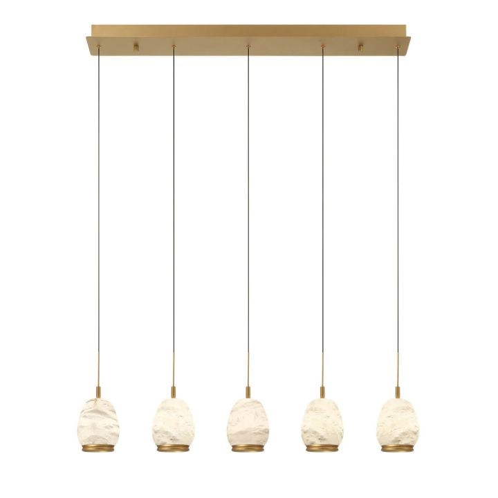 Linear Staggered Alabaster Oval Chandelier