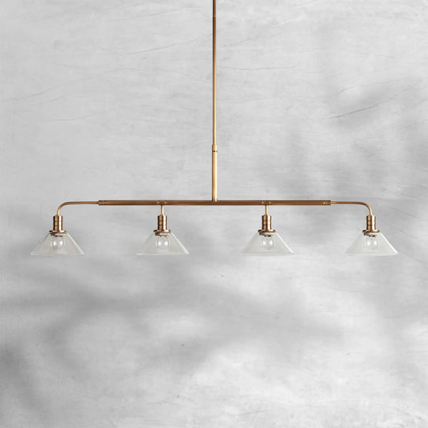 Linear Steel and Glass Cone Chandelier