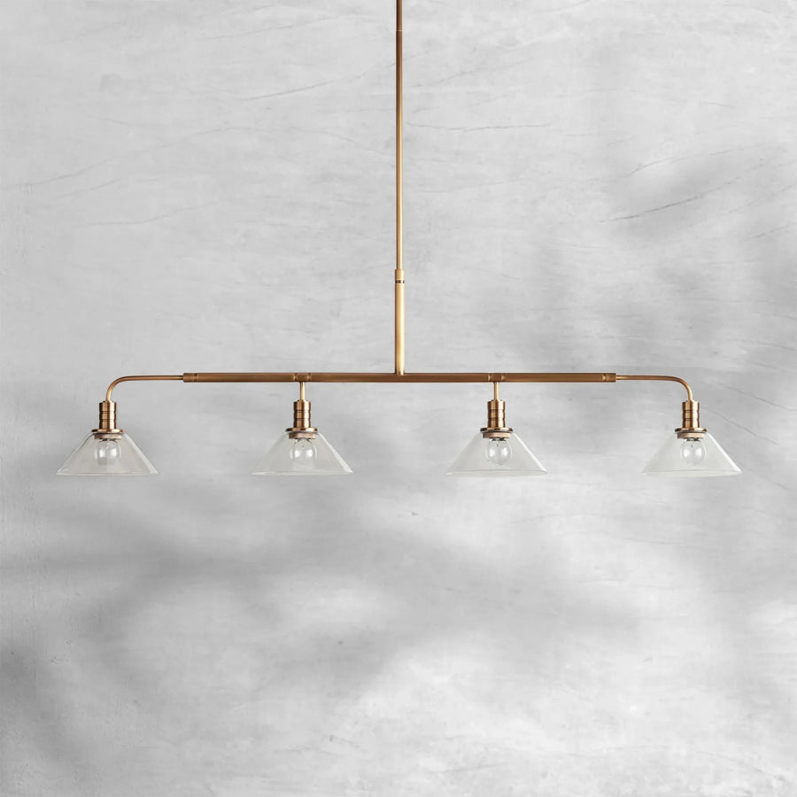 Linear Steel and Glass Cone Chandelier