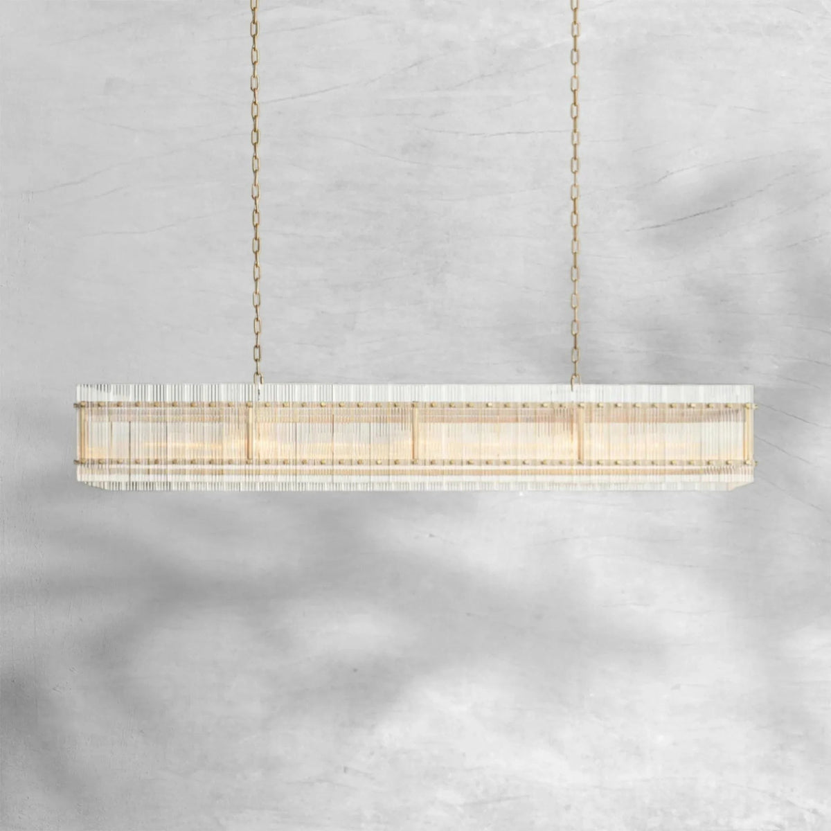 Linear Steel and Glass Panel Chandelier