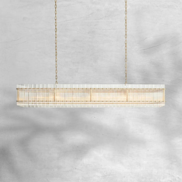 Linear Steel and Glass Panel Chandelier