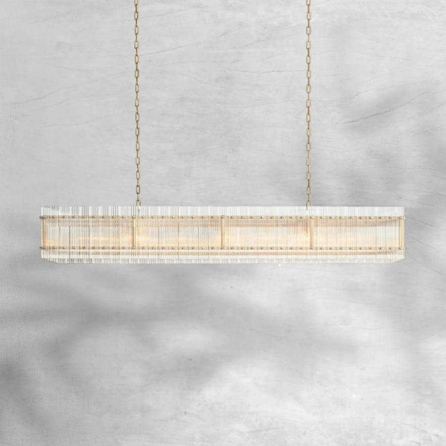 Linear Steel and Glass Panel Chandelier
