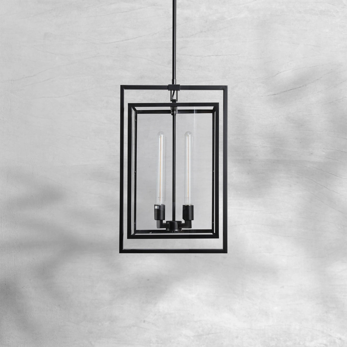 Linear Steel and Glass Panel Lantern Pendant