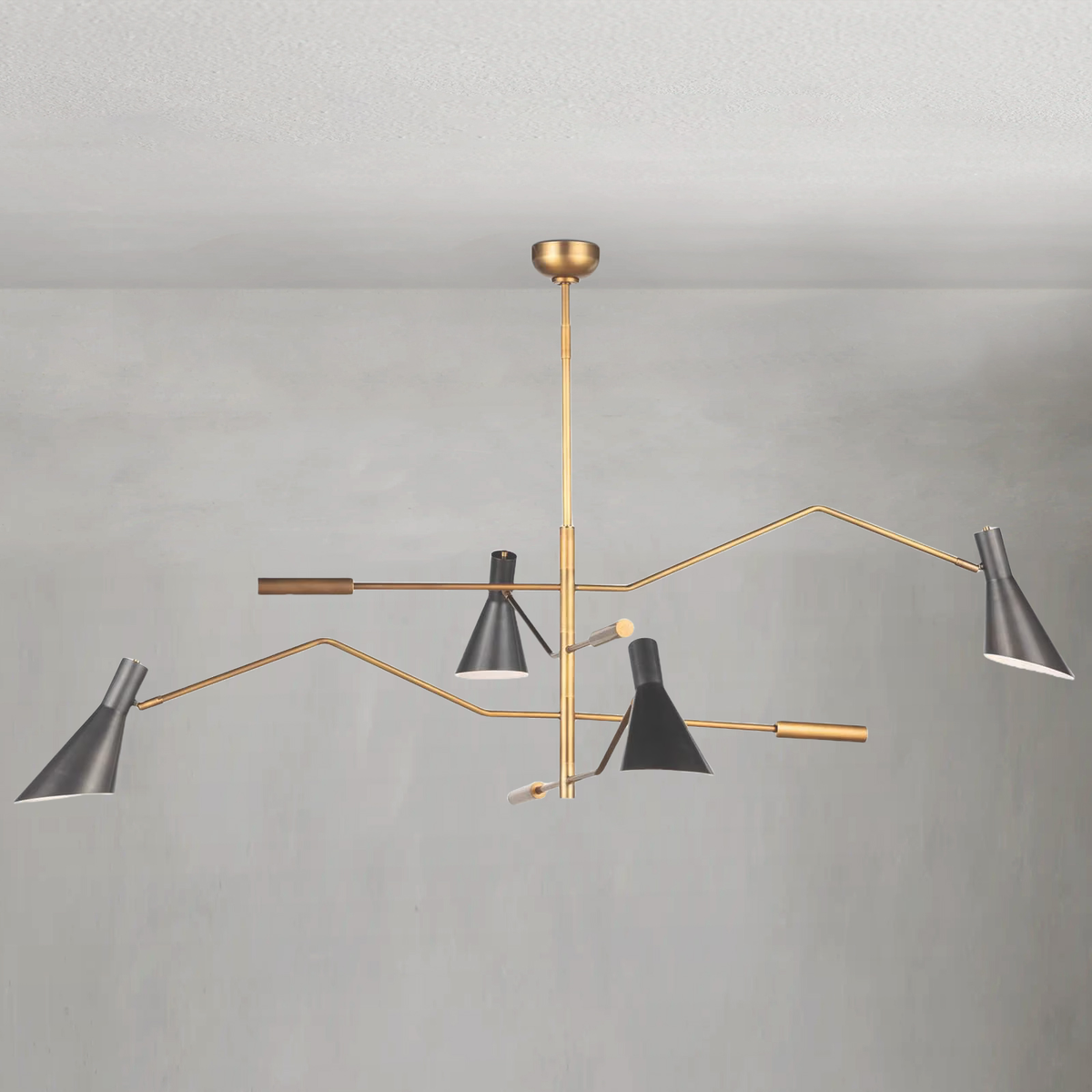 Linear Steel Chandelier with Adjustable Arms