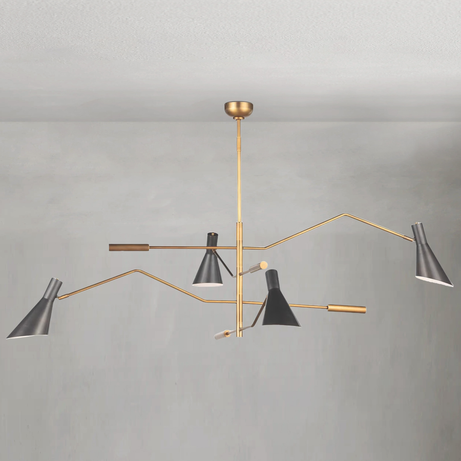 Linear Steel Chandelier with Adjustable Arms