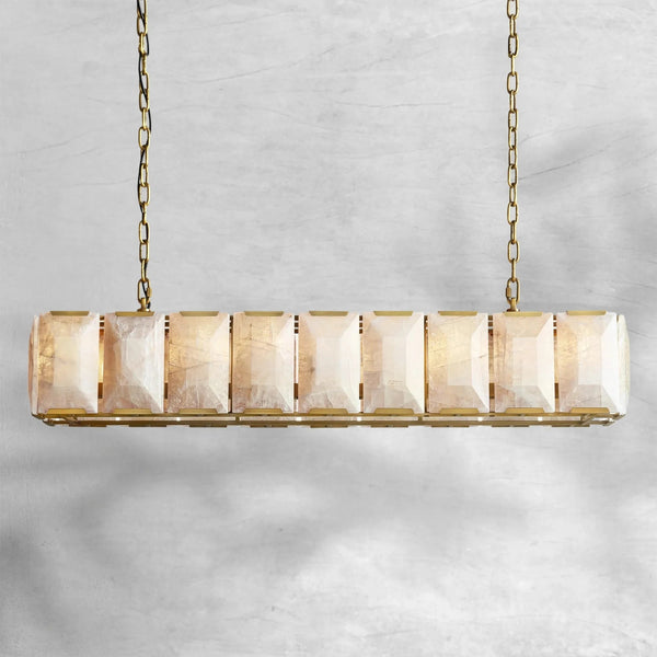 Linear Tiered Calcite Prism Chandelier