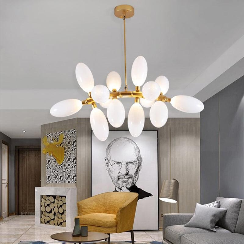 Linear Vine Branch Chandelier with Glass Globe Clusters