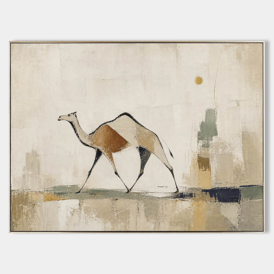 Lone Camel Under an Ochre Sun