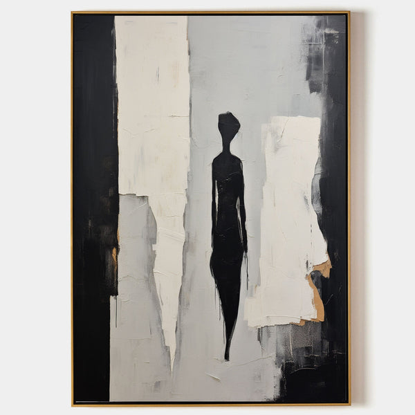 Lone Figure Between Pale Walls