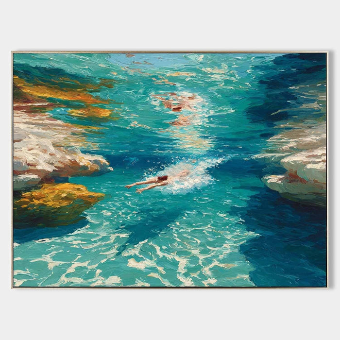 Lone Swimmer in Turquoise Cove
