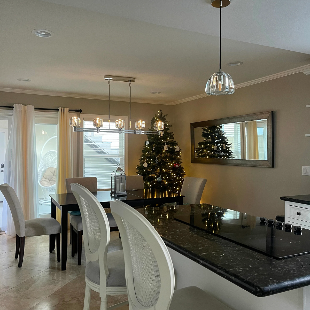 Low Linear Steel and Crystal Glass Chandelier
