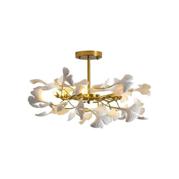 Low Porcelain Ginkgo Leaf Cluster Chandelier